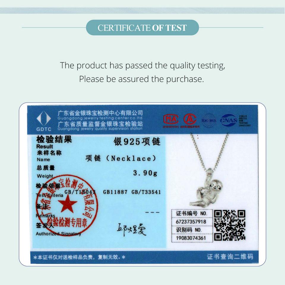 WOSTU Lebhafte Faultier-Anhänger-Halskette aus 925er-Sterlingsilber mit Tier-Halskette für Frauen, Geburtstagsgeschenk, Schmuck