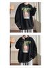 Men's American Cartoon Hip Hop Plus Velvet Thickened Hoodie - Round Neck Autumn Winter Outerwear