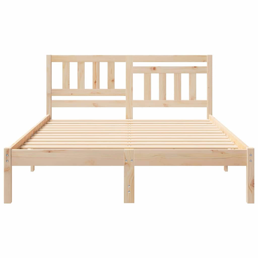 Bed Frame with Headboard Brown 120 x 190 cm Solid Pine Wood