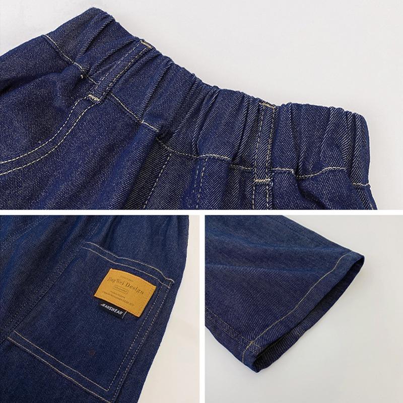 Summer Boys Casual Denim Shorts Fashion Solid Color Thin Loose Jeans Pants for 3-12 Years Kids Children Cotton Trousers