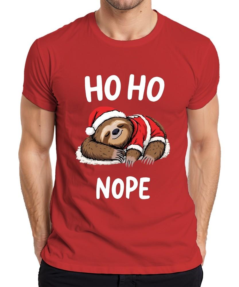 Ho Ho Nope Sloth Santa Hat Sleeping Funny Gift Unisexs Tshirt