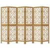 6 Piece Room Divider In Brown Solid Paulownia Wood