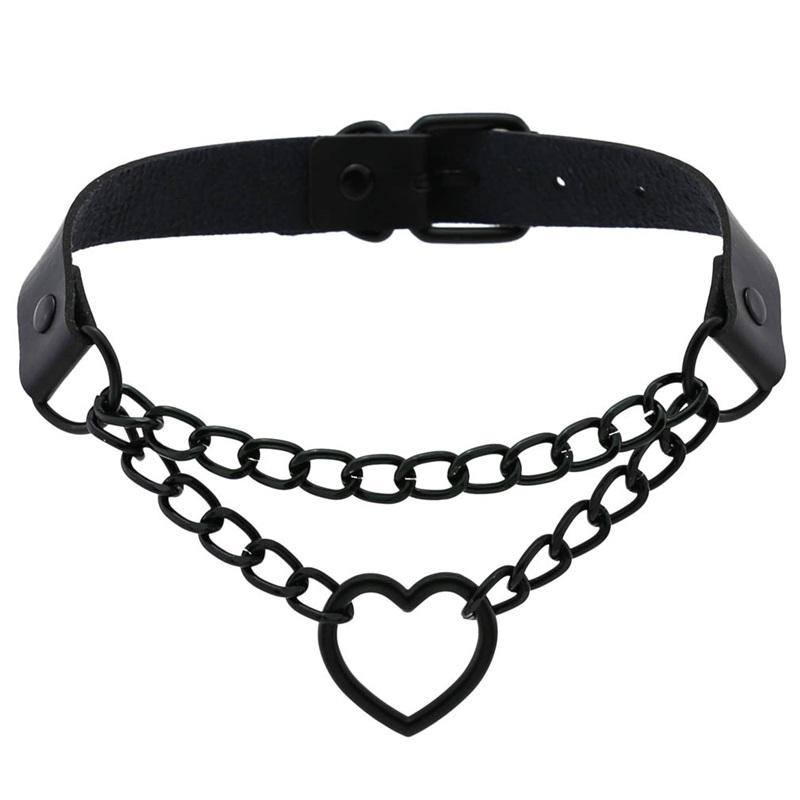 PU Leather Heart-shaped Neck Collar, Neck Chain, Collarbone Chain чёрный