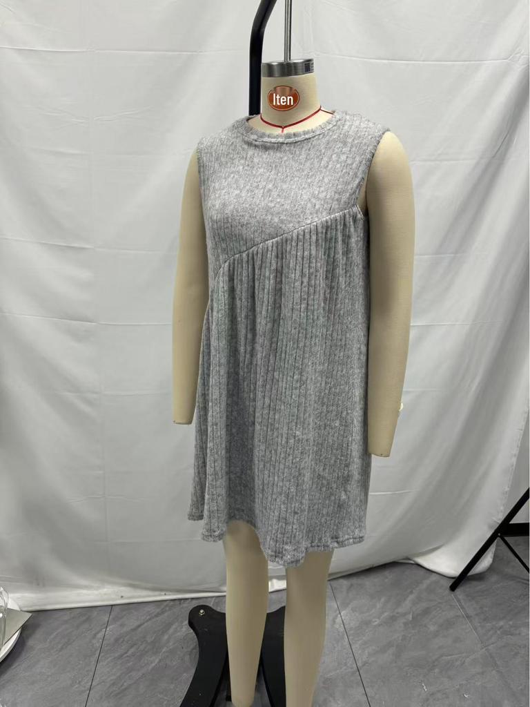 Bohemian Irregular Ribbed Sleeveless Solid Color Dress for Women - Spring/Summer 2025 Collection