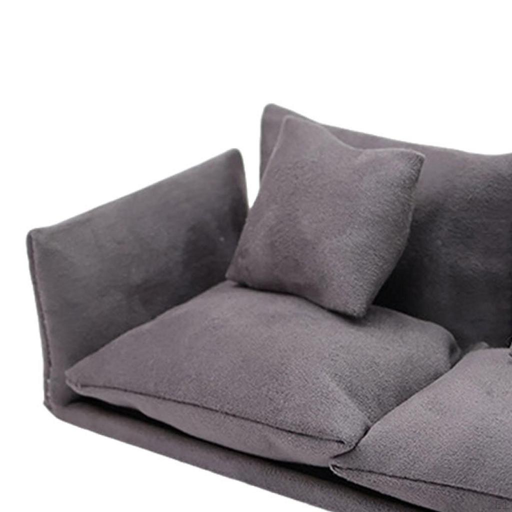 Miniature Dollhouse Sofa Couch 1:12 Scale Mini Furniture Toy Model with Pillow