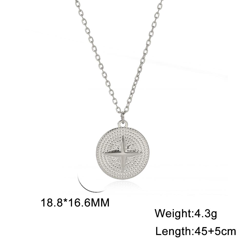 Cazador North Star Pendant Necklace for Women Gold Color Coin Stainless Steel Choker Chain Necklace Jewelry Mother Day Gift New