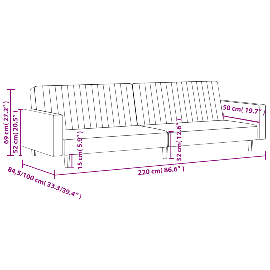 2 Seater Sofa Bed Grey Faux Leather