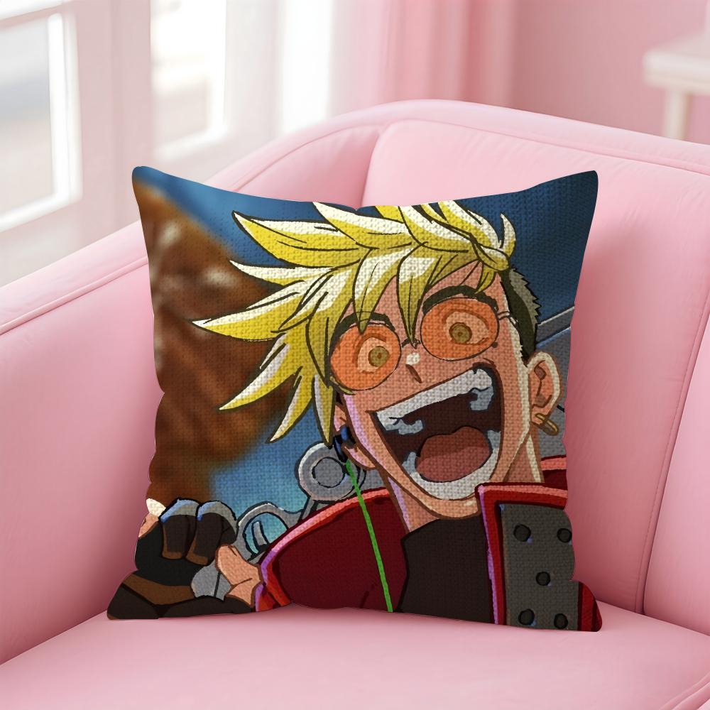 TTrigun Anime Cushion Cover Natural Linen Pillow Case DoubleSided Print Decorative Sofa Pillowcase Home Decor Gift