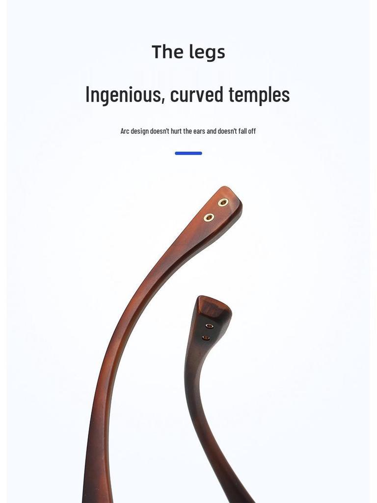 Retro Japanischer Stil Faux Holz Brille mit Schwarzen Rahmen für Männer & Frauen, Passform für großes Gesicht, Stärke 0