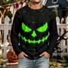 Men's Halloween Neck Long Sleeve Shirt for Casual Comfort