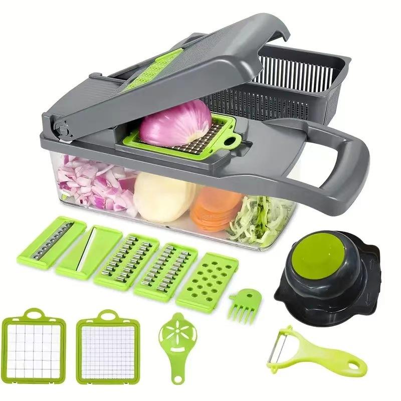 vegetable chopper 16 in 1 Hot Selling 16 in 1 Multifunctional Vegetable Container Stainless Steel Kitchen Accessory for Home синий