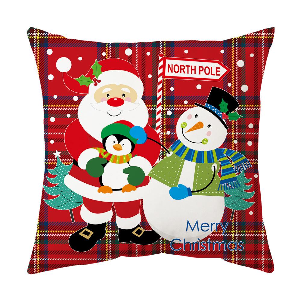 Classic Simple Christmas Series Cushion Pillow Cover Fashion Santa Claus Christmas Tree Pattern Pillowcase Home Sofa Decoration