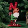 Christmas Gnome Signs Wooden Ornament, Gingerbread Man Reindeer Letter Decor, Colorful Tabletop Holiday Desktop Decorations Figurines for Tree