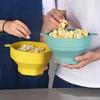 Silicone Microwave Popcorn Bowl with Lid Large Capacity Food Grade BPA Free Heat-Resistant Foldable Popcorn Maker Bucket Bowl