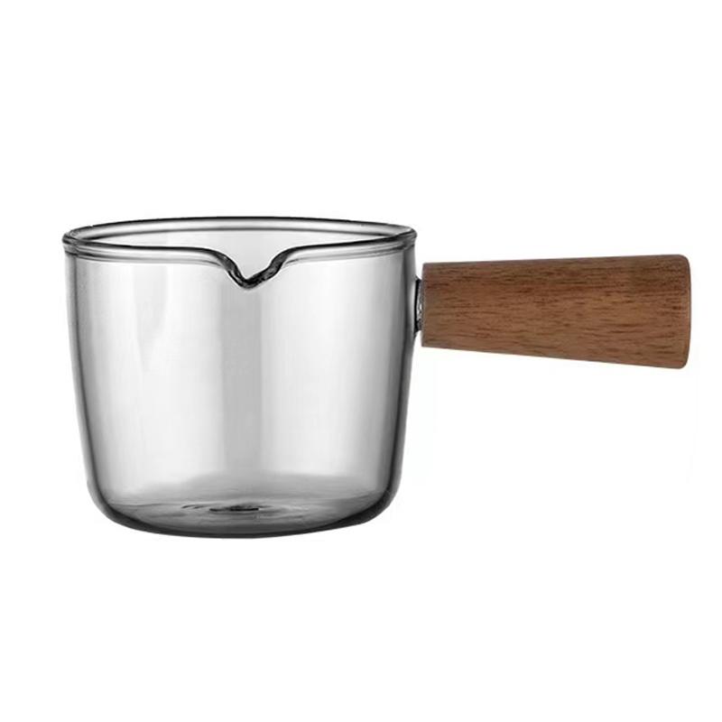 

100 мл Маленькая чашка для молока Кувшин Сливочник Мини стеклянная чашка Кофейник для молока Соусник Кувшин Рюмка для эспрессо с деревянной ручкой 100ml