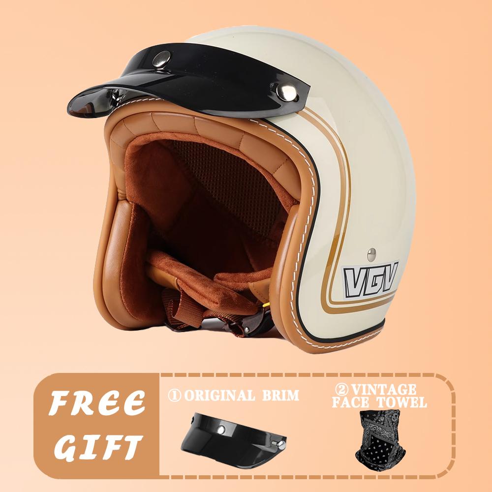 VGV DOT Certification Retro Prince Motorcycle Motorcycle Men and Women Japanese 3/4 Helmet Summer Electric Car Gourd Helmet Ridi