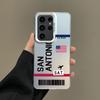 Phone Case For Samsung A56 A36 A26 A24 A16 A14 A12 A32 A50 A70 A22 A34 A54 A52 5G A06 4G Silver IMD Cover Airplane Ticket Art