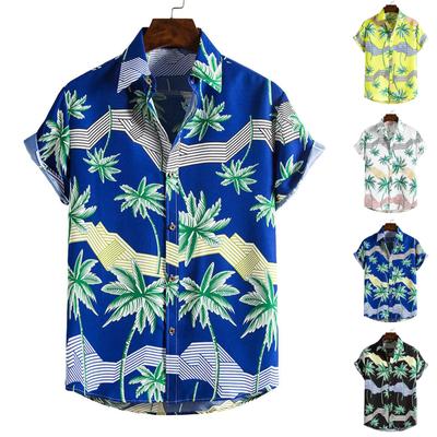 Spring And Summer Men's Beach Shirt Hawaiian Short-sleeved Flower Shirt