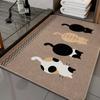 Flax Cat Door Mat Cartoon Kitchen Mat Durable Entrance Doormat  Laundry Room