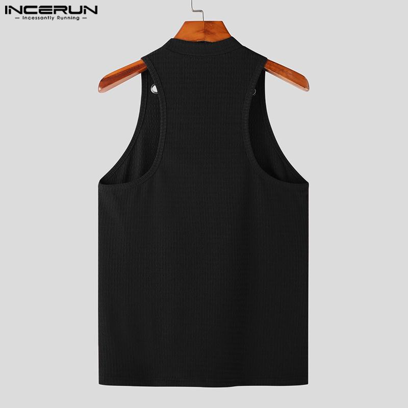 INCERUN Summer Men Sleeveless Tank Casual Hollow Out Tops