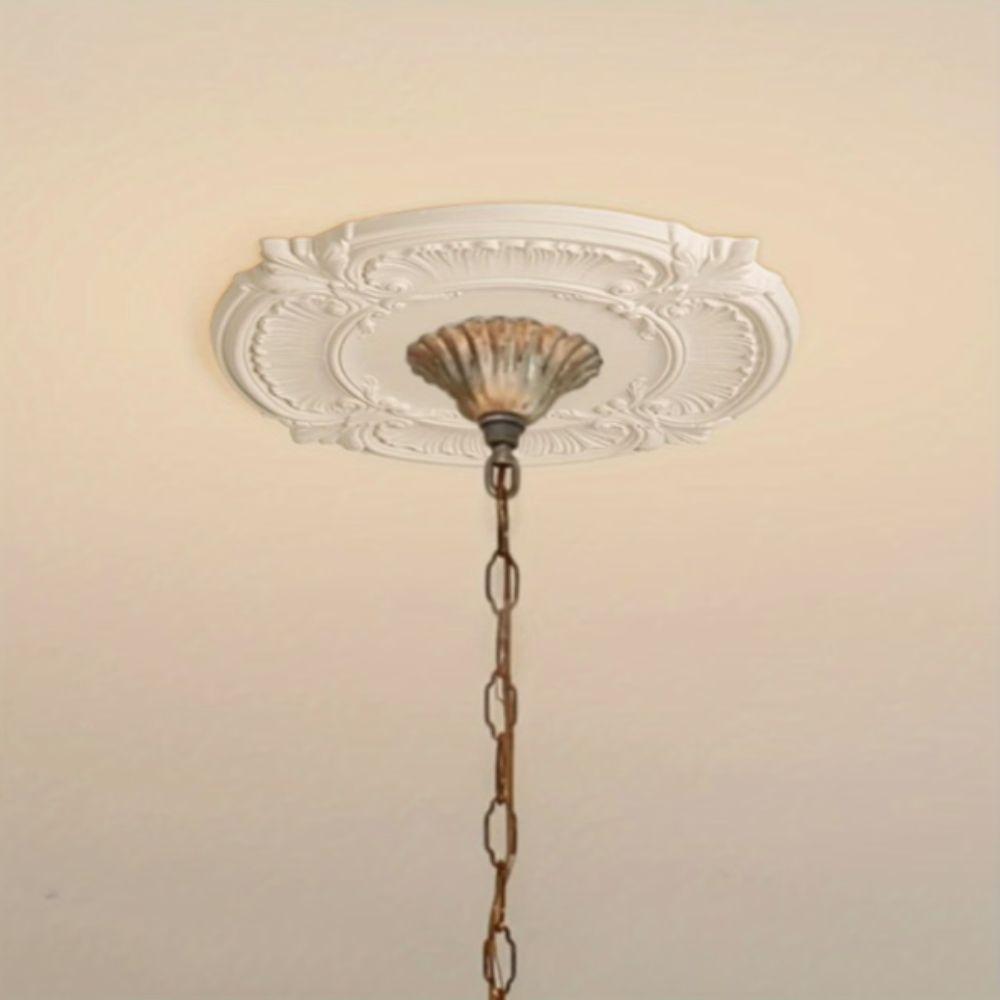 Round Shape Ceiling Medallions 12in Size Easy Installation PU Ceiling Medallion Elegant Trim Decorative Panel
