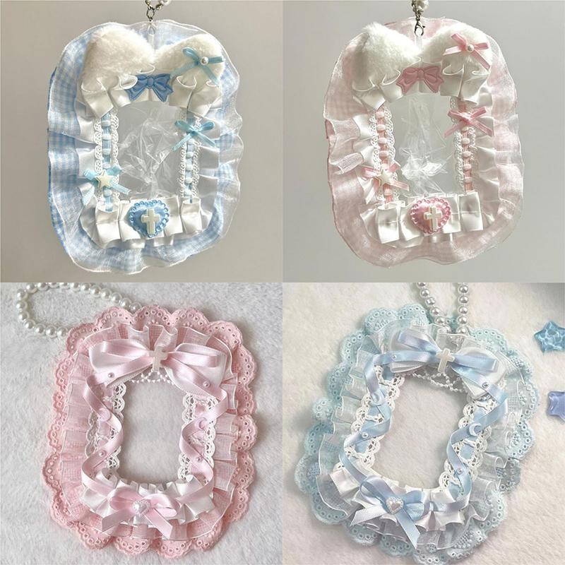 Kawaii Kpop Photocard Holder Sweet Lolita Style Bow Photo Card Protector Idol Photo Display Case Lace Photocard Case Gifts