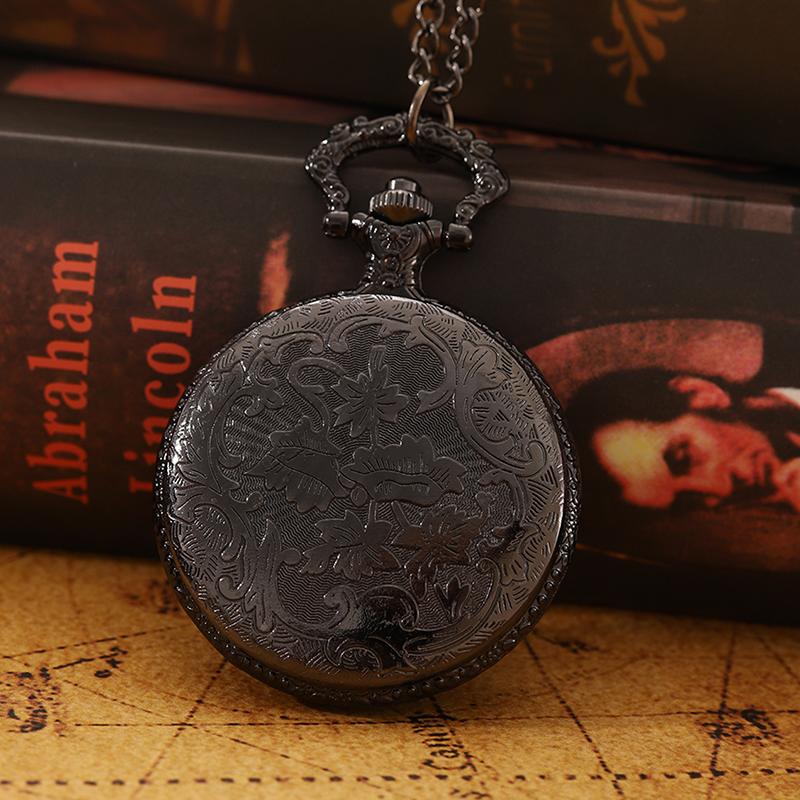 Orologio da Tasca Steampunk da Uomo Nero Motivo Campane dell'Inferno Orologio da Tasca al Quarzo Ciondolo Collana Catena FOB Orologio Migliori Regali per Uomini Donne