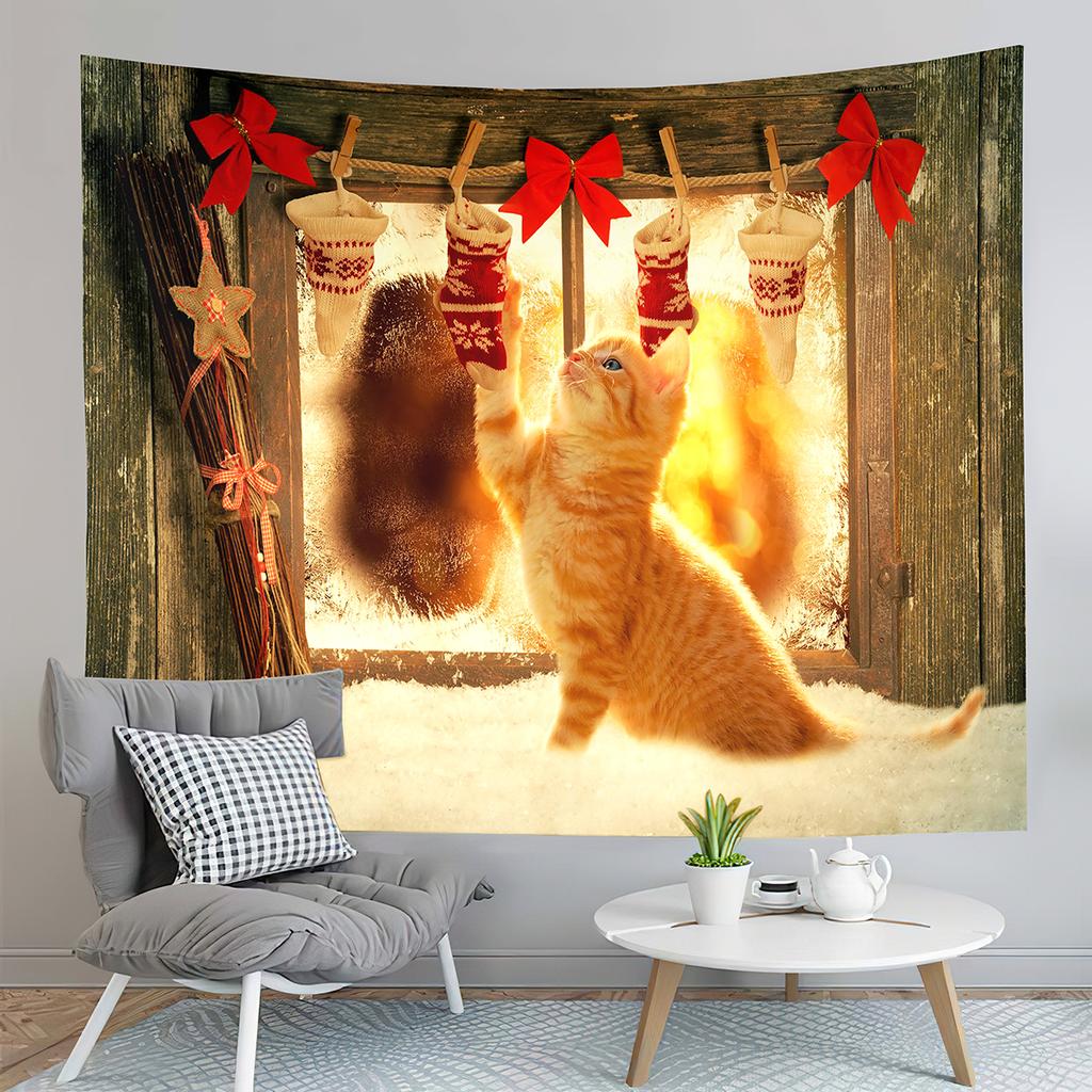 Christmas Tree Tapestry with Lights,Holiday Party Tapestry Wall Hanging Tapestries Gifts for Xmas Decor,Birthday and Room Decor