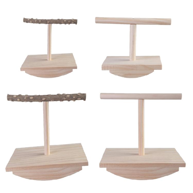 Standing Chewing Toy Hammock Small Bird Play Stands Wood Gym Stand Ladder for Healthy Development