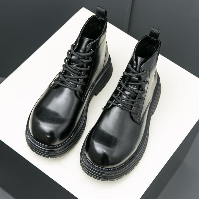 Modische Herren Business Stiefeletten Schwarz Braun Lack Dicke Sohle Wasserdichte Stiefel Schnürung Business Mode Chelsea Boots Größe 38-45