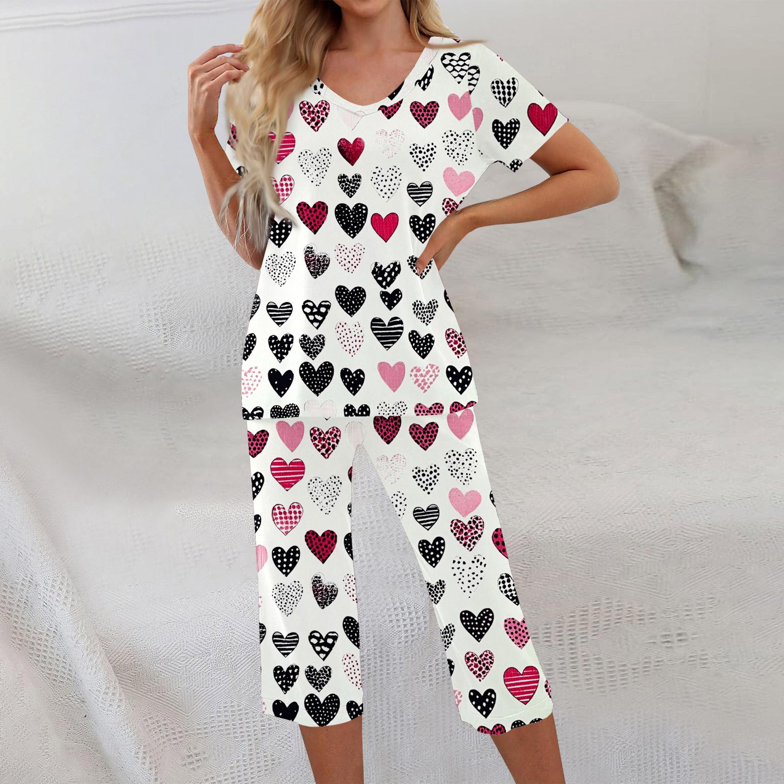 

Комплекты из 2 предметов для женщин: топ с коротким рукавом и брюки с карманами, мягкие тренировочные комплекты с принтом XL белый