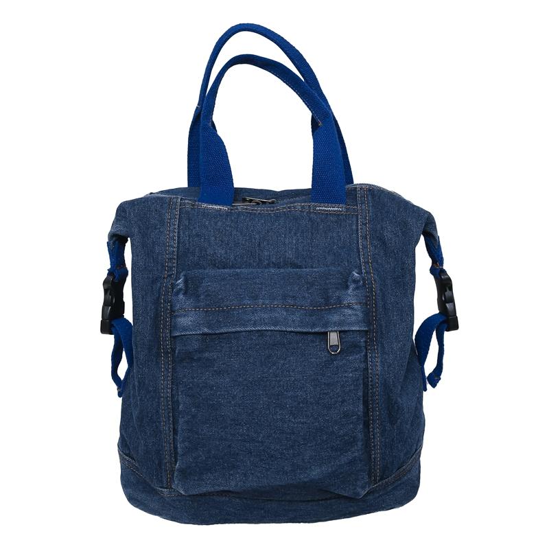Rucsac monocromatic din denim cu fermoar pentru femei rucsacuri de mare capacitate simple și cu personalitate casual și elegant stil de designer