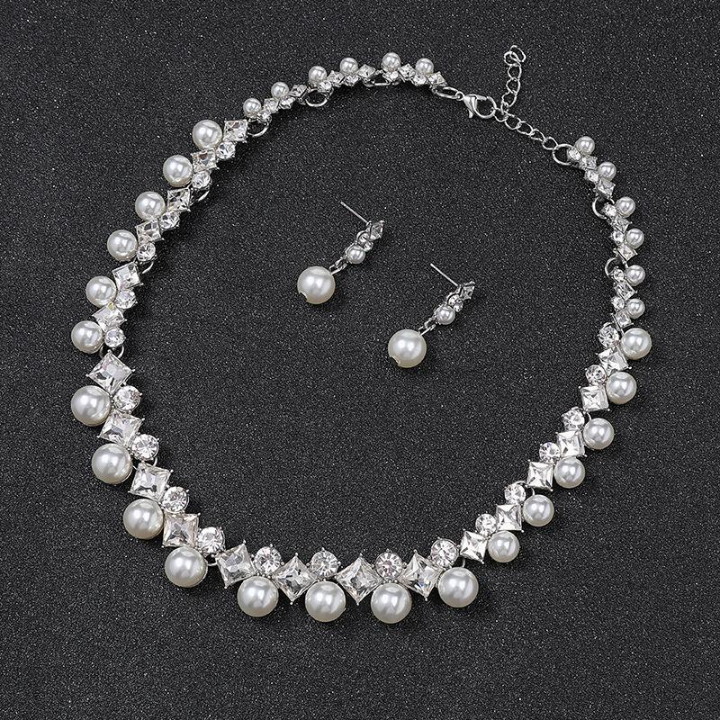 3pcs Women Zircon Necklace Earrings Set Light Luxury Bridal Zircon Versatile Boutique Accessories for Weddings Formal Dresses