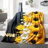Sunflower And Daisy Floral Border With Placeholder Lightweight Customizable Blanket Personalized Name Soft Warm Cozy Throw For Sofa Couch Office Bed