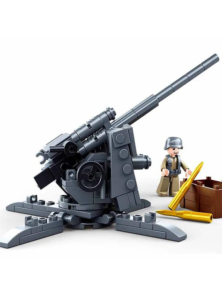 Non-Toxic 115Pcs Ww2 Military Weapon Building Blocks 88Mm Flak Anti-Tank Model Bricks Set With Figures Educational Diy Toys For Kids Children