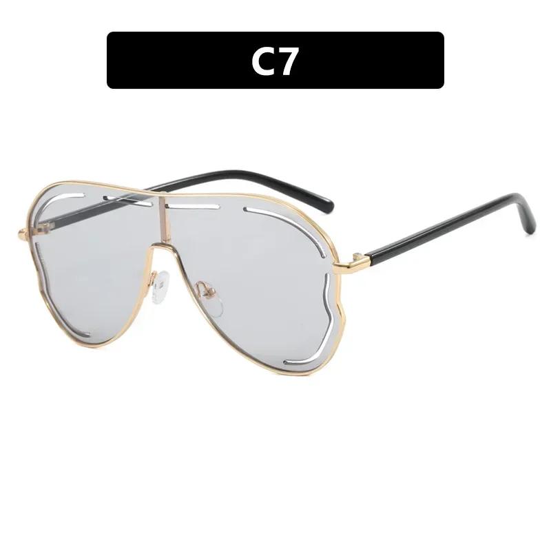  Oversized Retro Pilot Women Sunglasses Fashion Metal Quality Decoration Men Punk Shades UV400 Sun Glasses