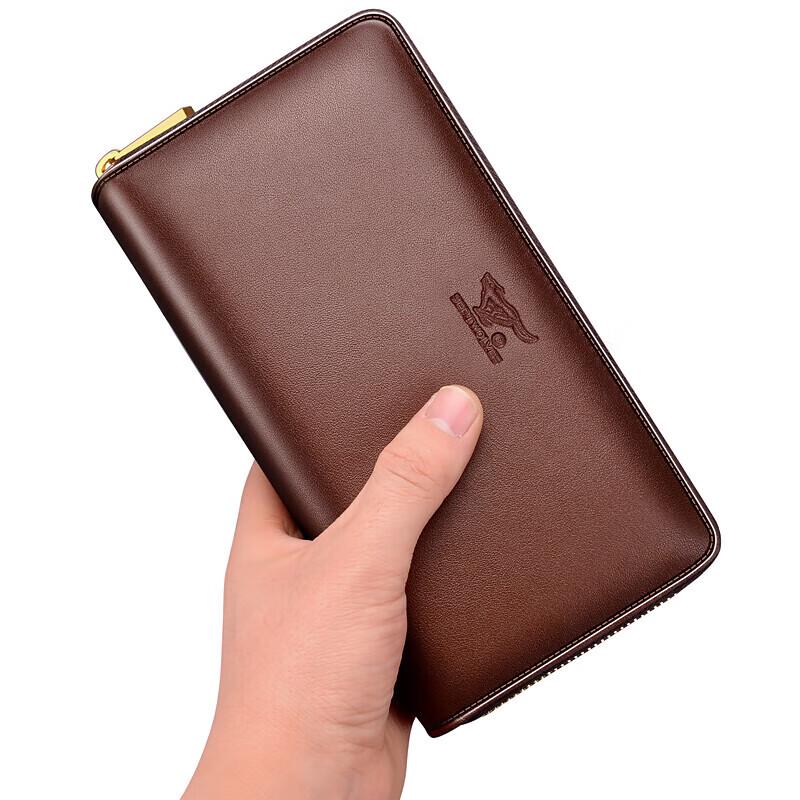 Cartera Larga de Cuero para Hombre Septwolves con Doble Cremallera