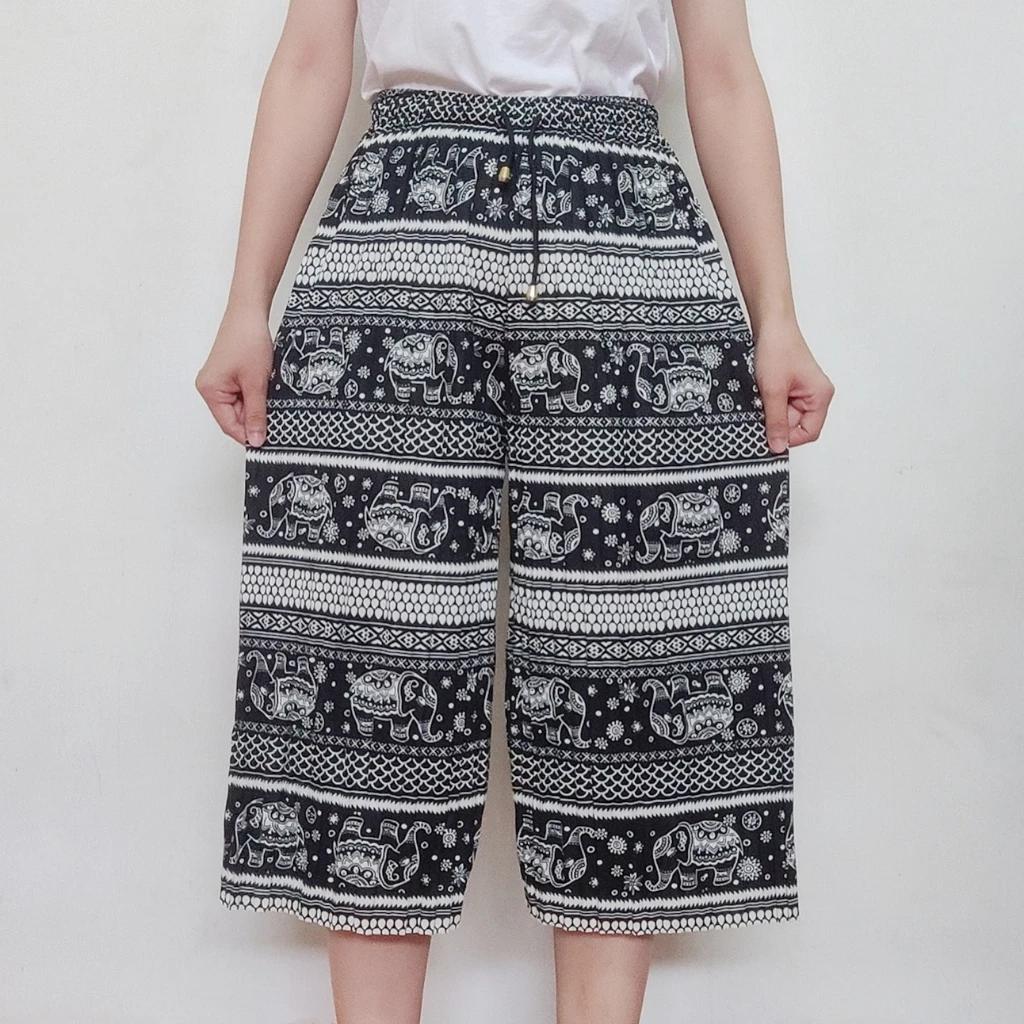Elefant Korte Bukser Justerbar Elastisk Midje Stropp Unisex Kvinner Menn Trykk Thailand Casual Streetwear Strand Sommer Boho Bohemsk Retro Vintage