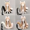 Set Fascia con Orecchie da Gatto American Curl Simulate Fatte a Mano con Coda, Accessorio Cosplay Peloso Realistico per Convention Anime