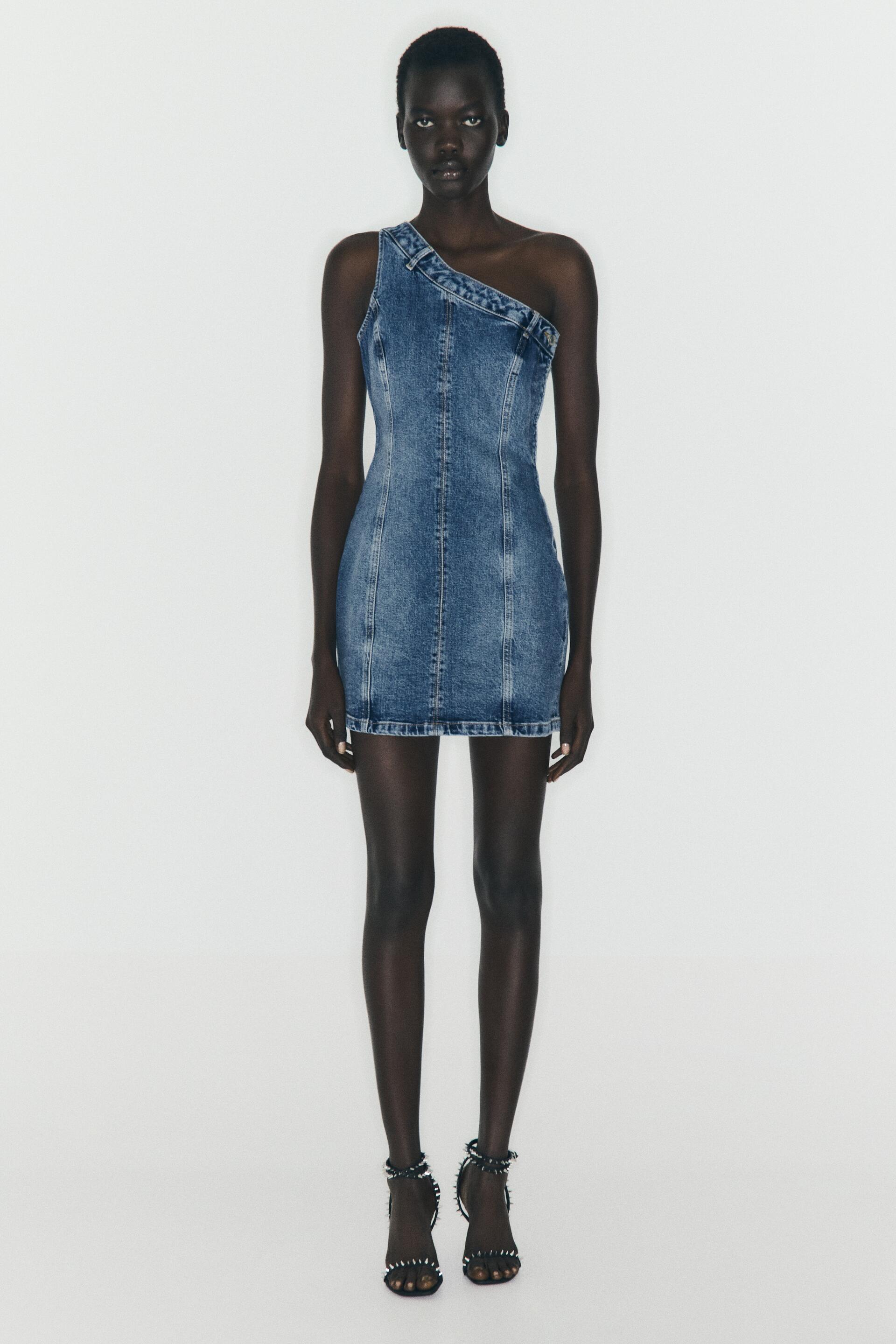 

ASYMMETRIC DENIM TRF DRESS