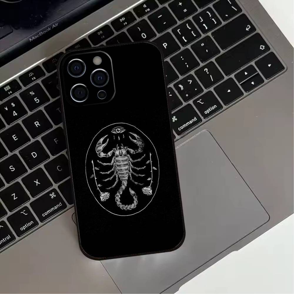 Ausgefallene Dunkle Gothic Skorpion Handyhülle Für iPhone 17,16,15,14,13,12,11 Plus,Pro Max,XS,Weiches Silikon Schwarze Hülle
