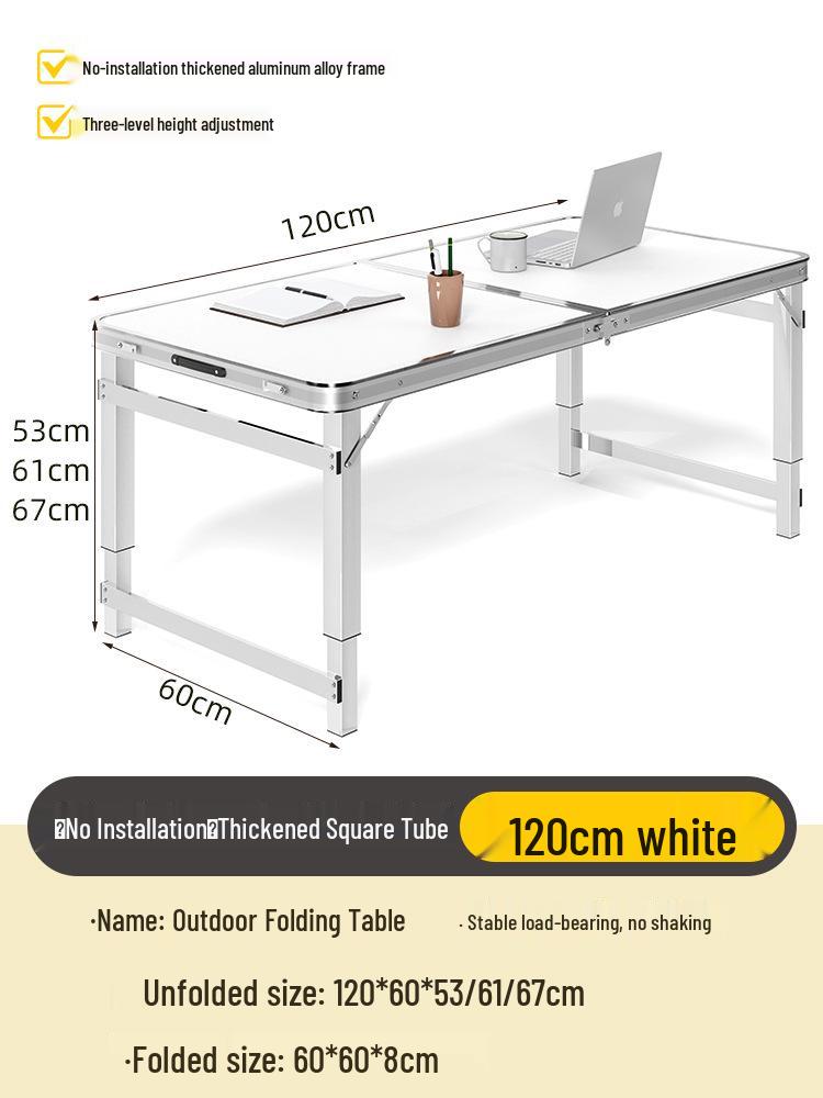Adjustable Height Aluminum Folding Picnic Table & Chairs Set for Outdoor Camping & BBQ