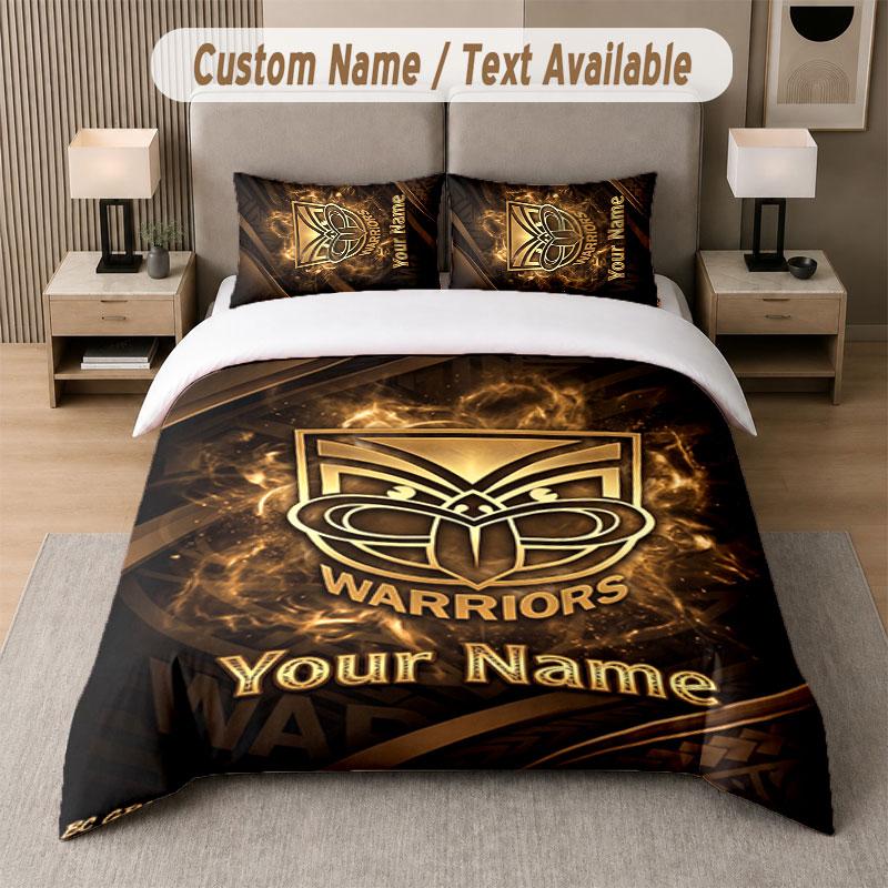 Custom Bedding Set Wigan Warriors Pattern, Print Name Text 1 Duvet Cover Plus 2 Pillowcases Home Textile