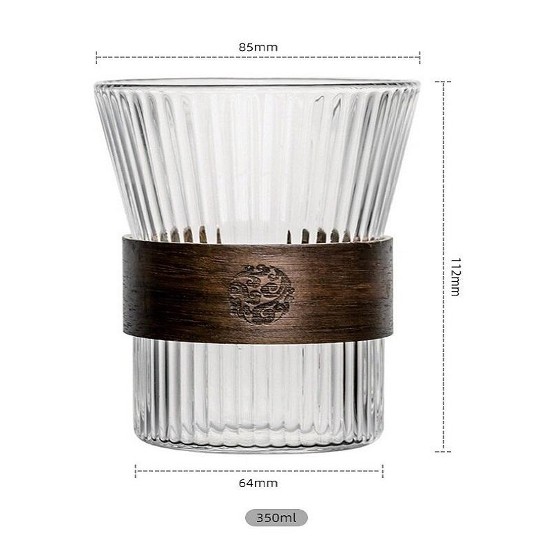 Japanese Vertical Pattern Milk Glass Tea Cup Transparent Wine Glass Anti-scalding Insulation Brewing Fair Cup Coffee Drinkware