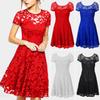 Elegant Women's Lace Floral Prom Swing Dress For Stylish Bridesmaid Celebrations