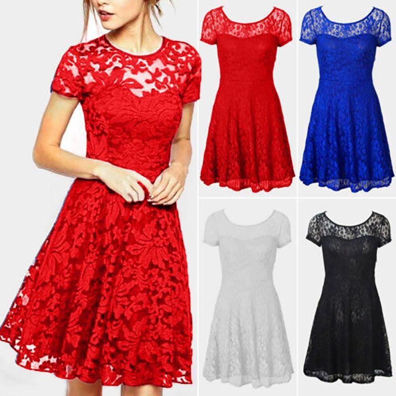 Elegant Women's Lace Floral Prom Swing Dress For Stylish Bridesmaid Celebrations