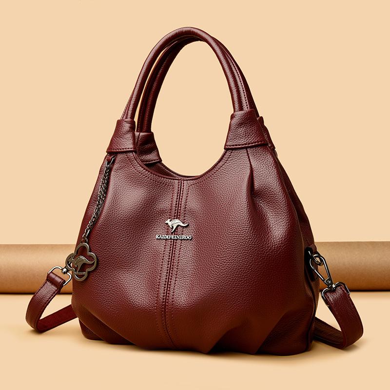Ladies' Handbag, Soft Leather Single-shoulder Bag for Women, Retro Large-capacity Mom Bag Casually