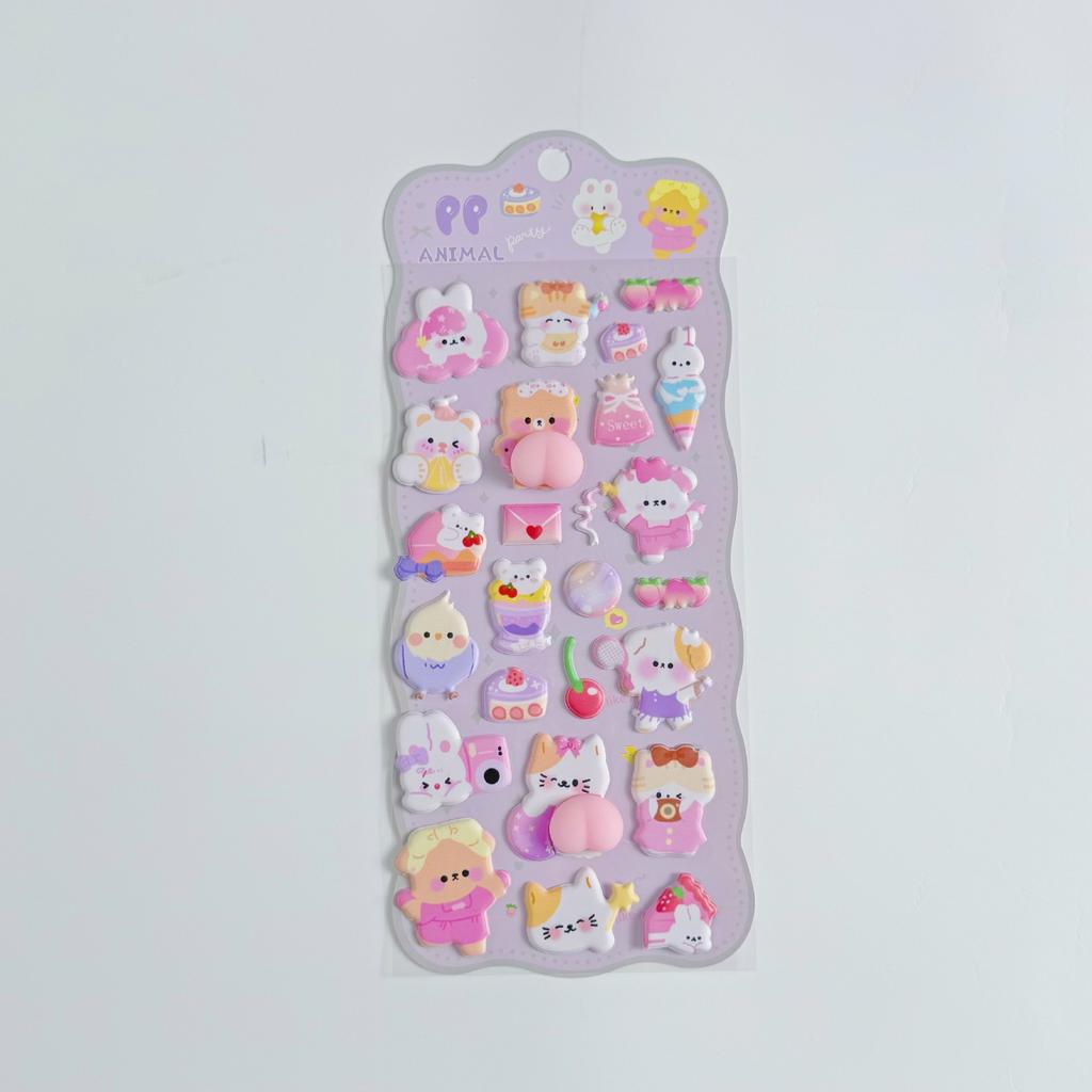 3D Puffy Animal Stickers Cute Rabbit Bear Soft Squishy Cartoon Decals For Kids Handmade Phone Case Notebook Diy Craft Decoration