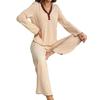 Women's V-Neck Color Block Pajama Set - Long Sleeve & Pants, Comfortable and Stylish, Spring Collection