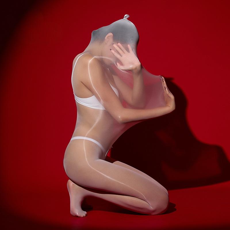 Womens Sexy Sleeping Bag Oil Glossy Transparent Couple Interactive Body Stockings Ultra Elastic Lingerie See-Through Underwear